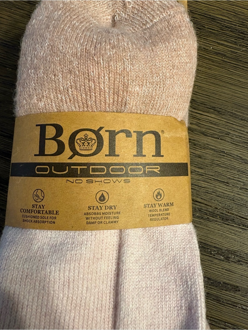 Born Outdoor No-Show Socks in Light Pink and grey wool, set of 3